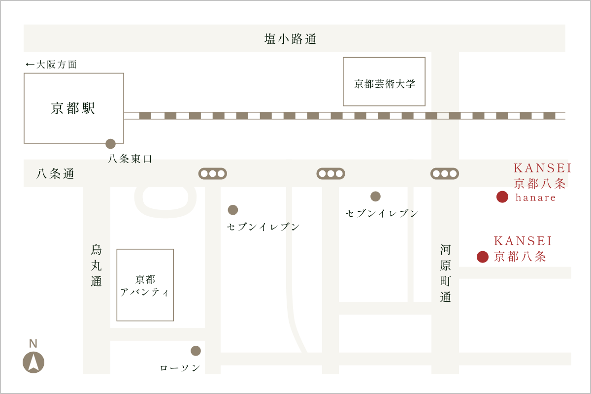 KANSEI京都八条への地図